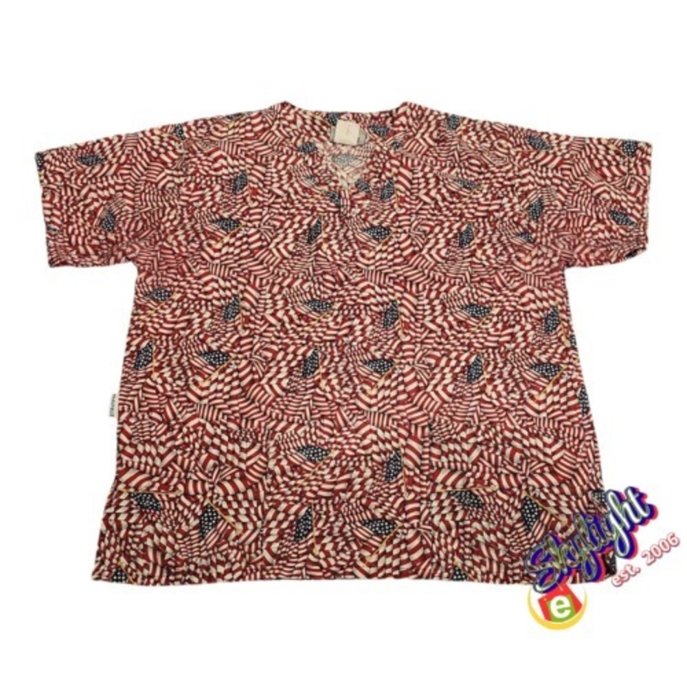 Tafford Women Multicolor Patterned Cotton Blend Scrub T Shirt Top‎ Med Sz M